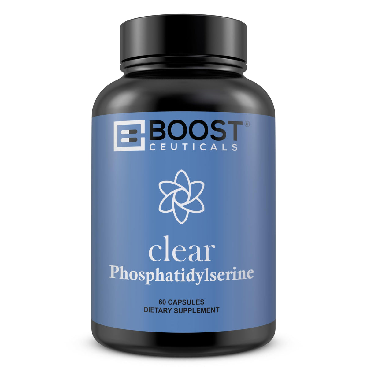 BoostCeuticals PS500mg complex bottle on desk for daily focus support.