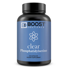 BoostCeuticals PS500mg complex bottle on desk for daily focus support.