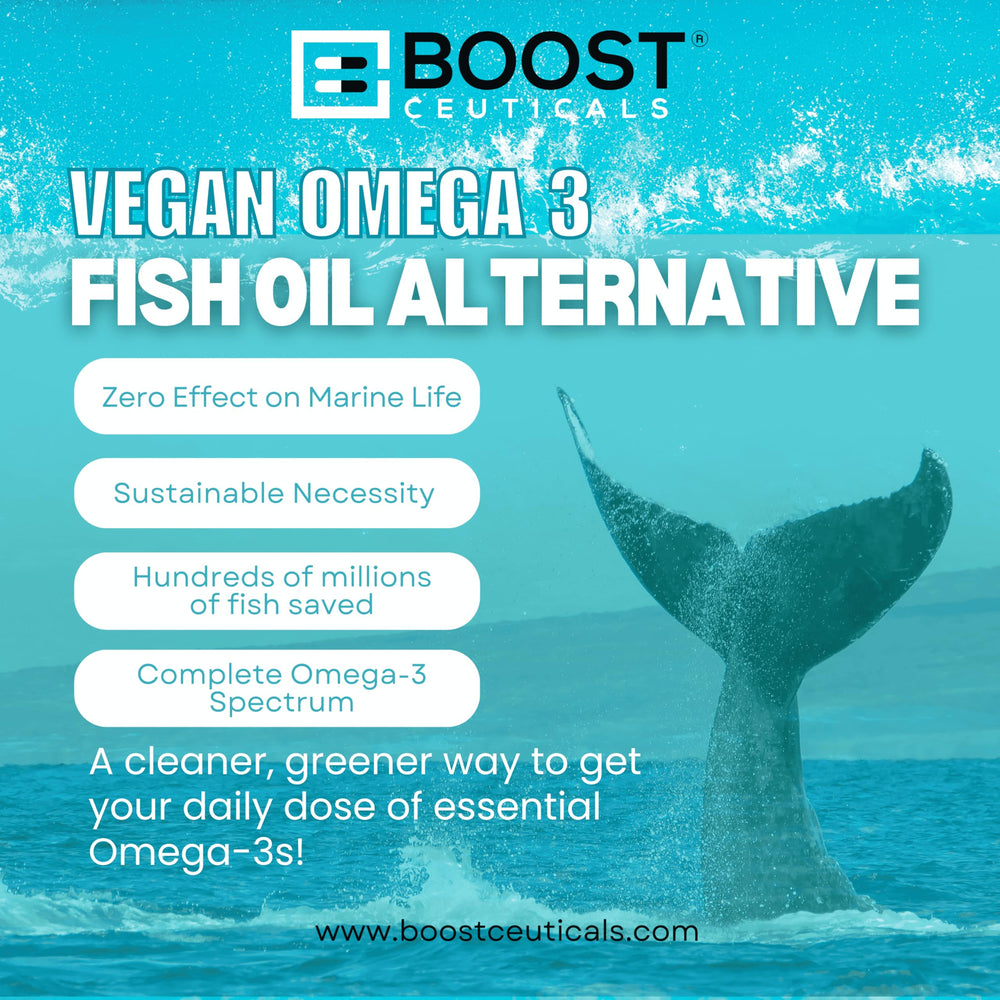 BoostCeuticals batch-tested omega-3 bottle ensures potency and purity.
