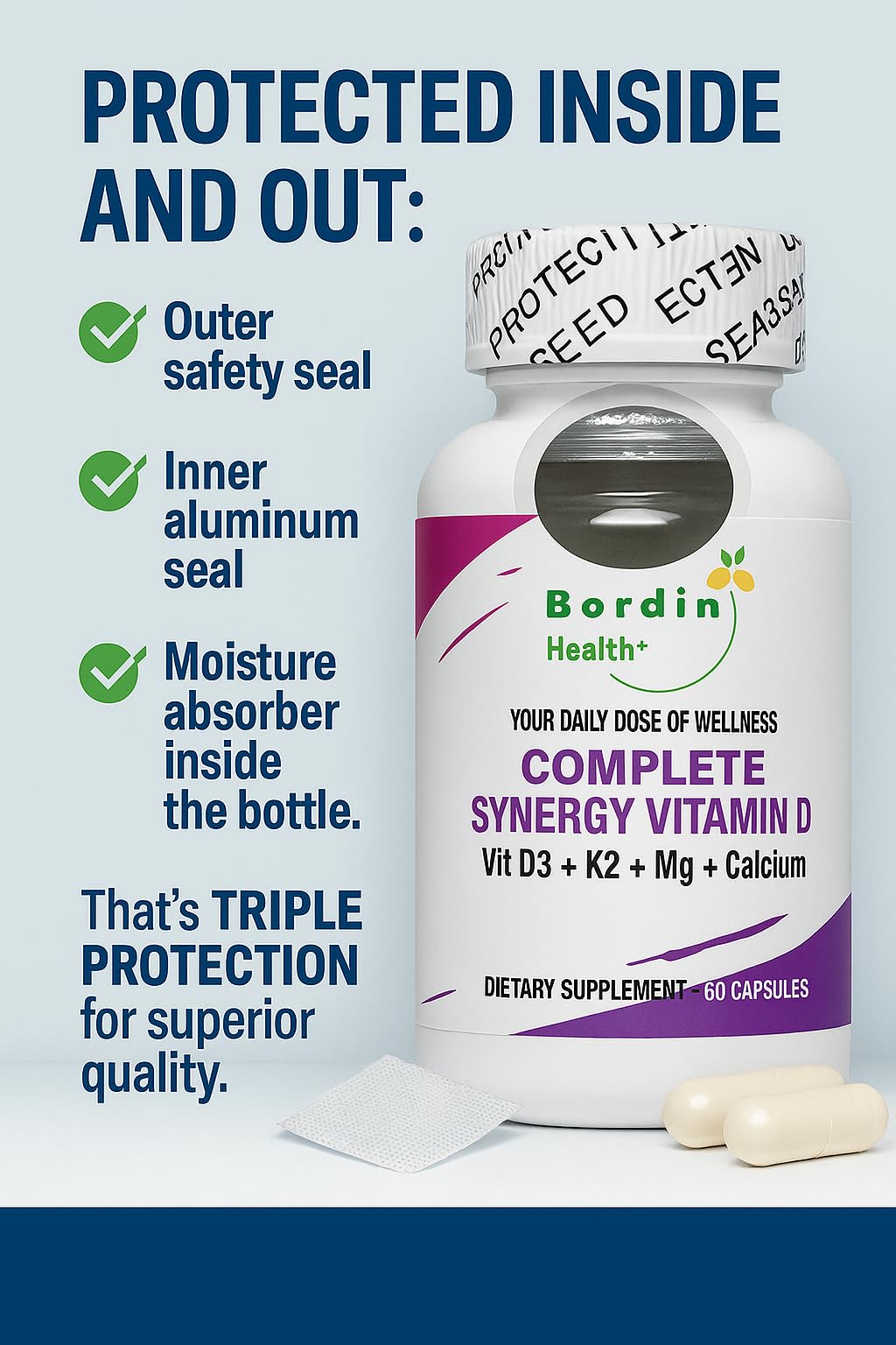 Bordin Health non-GMO gluten-free bottle on bright kitchen counter