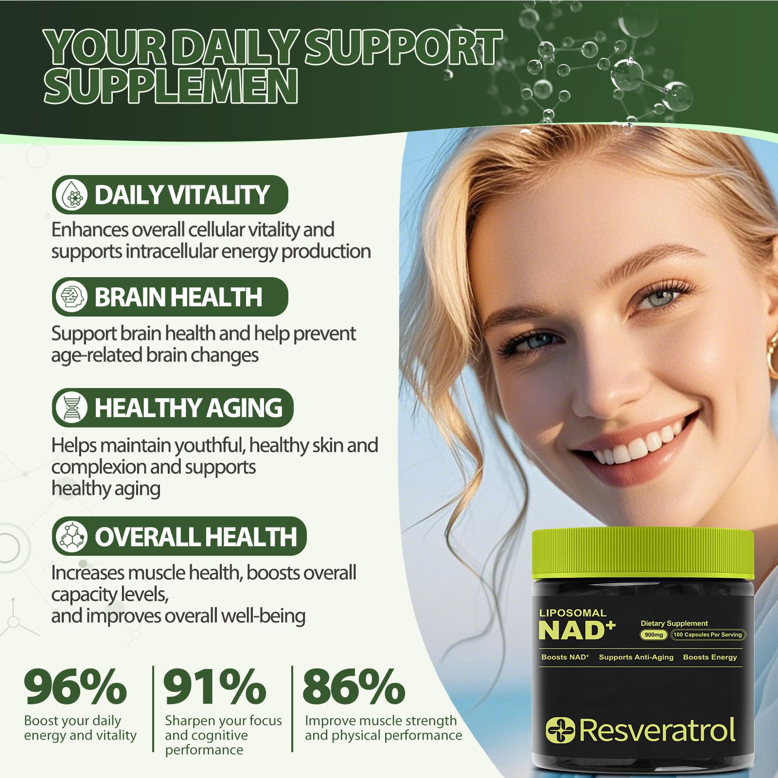 BOSNETHUINH NAD+ with water demonstrates easy daily intake and ease of use.
