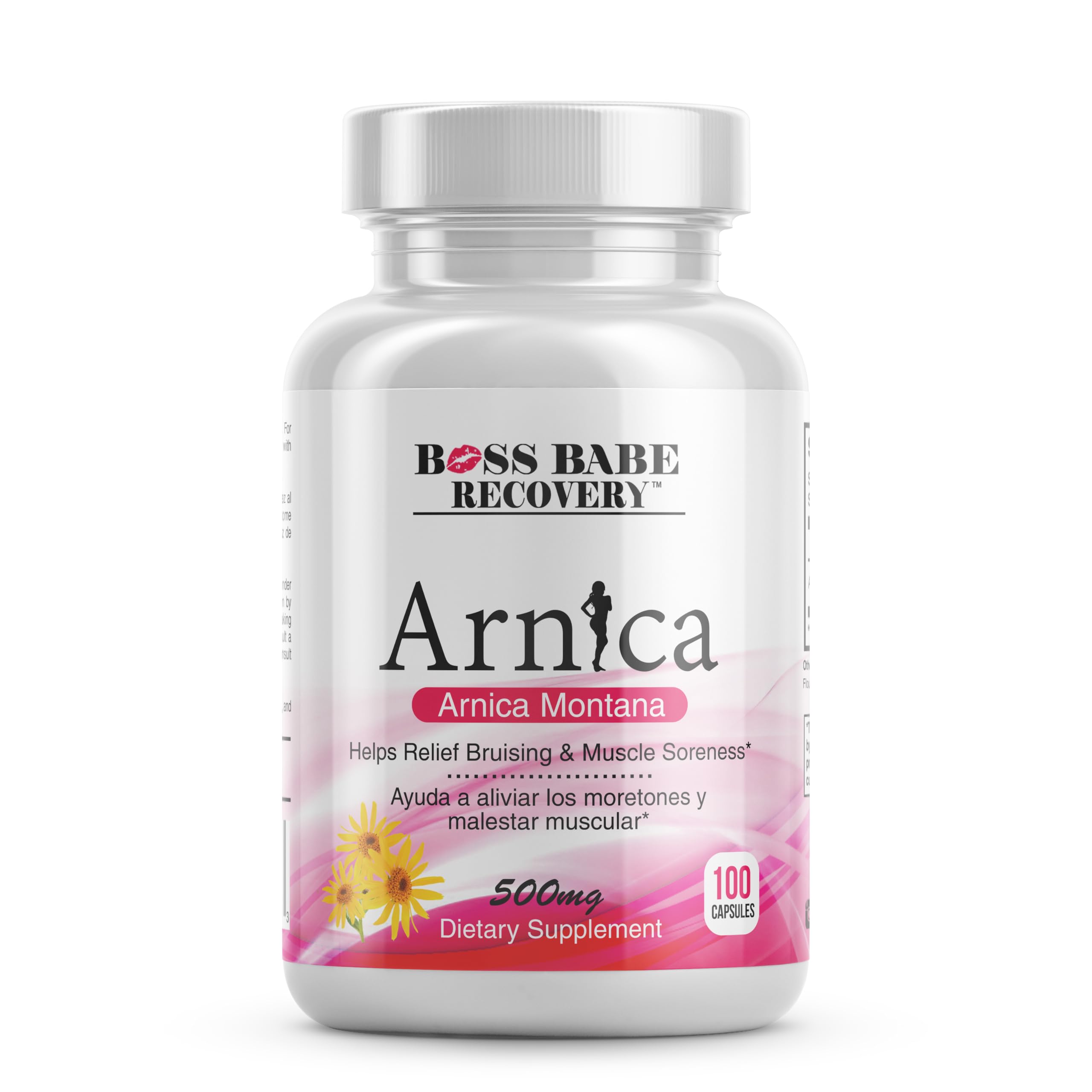 Boss Babe Recovery Arnica Capsules bottle with label for post-procedure support