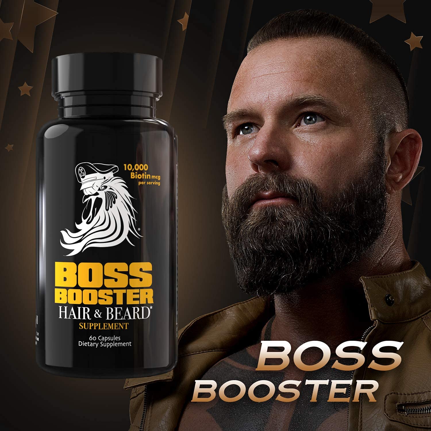 Bossman Boss Booster beard growth closeup suggesting thicker facial hair.