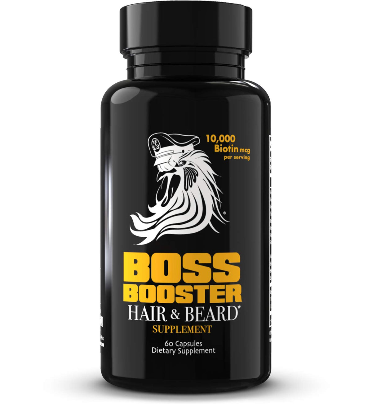 Bossman Boss Booster bottle front with 60 capsules for beard and hair support.