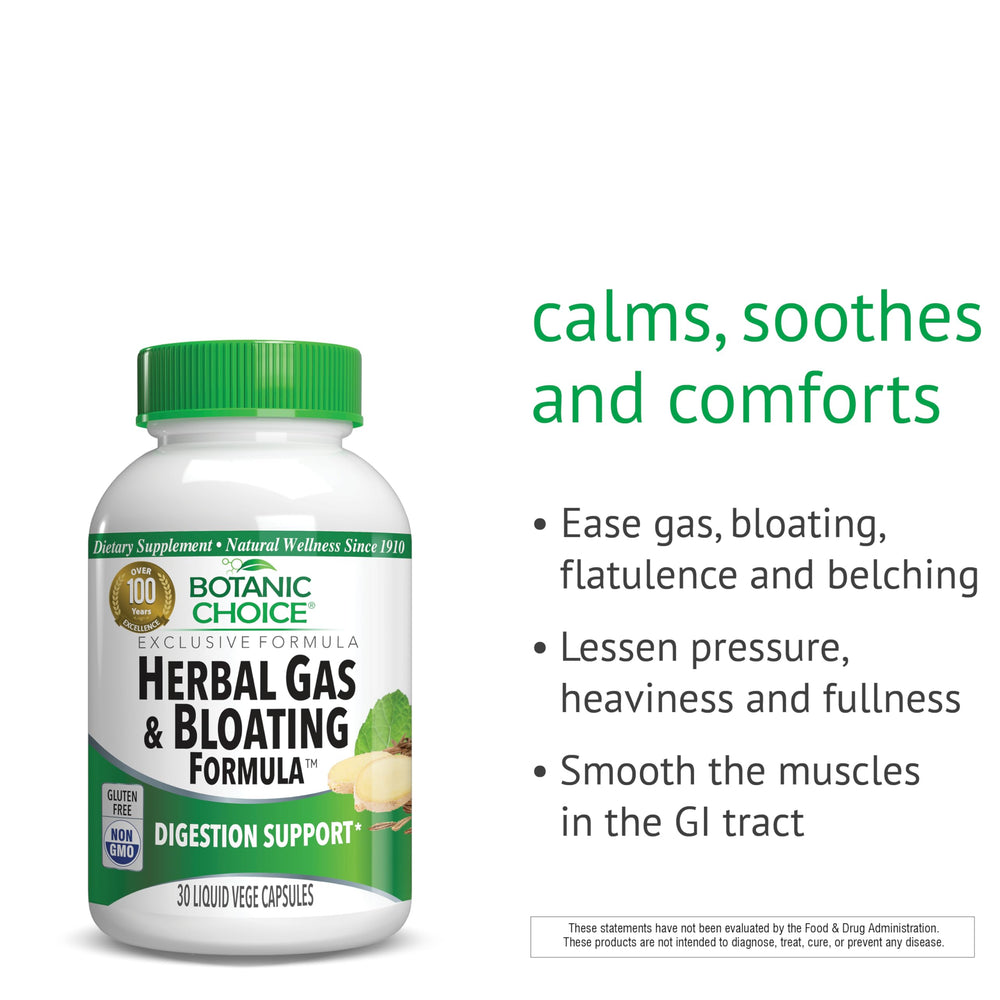 Botanic Choice label detail highlights allergen-free, plant-based capsules.