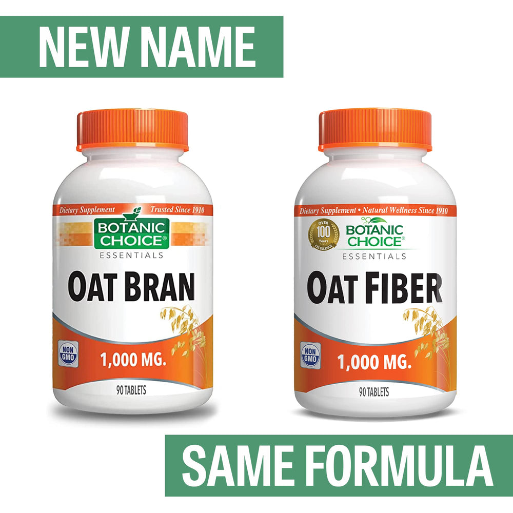 Botanic Choice oat fiber bottle side highlighting 1000mg per tablet