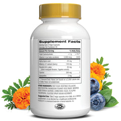 Close-up of Opti Gold Vision capsules showing a lutein-rich formula.