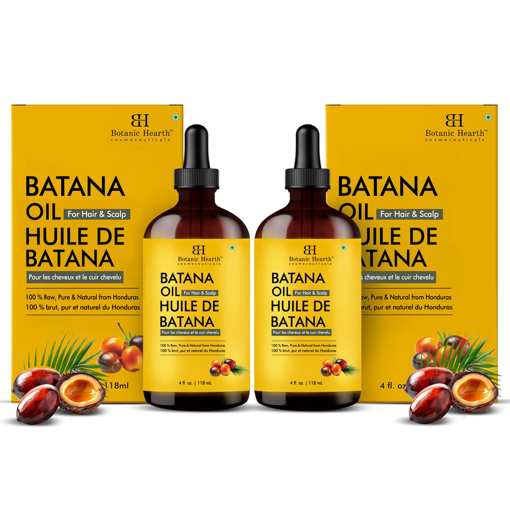 Botanic Hearth Batana Oil two-pack packaging for ongoing nourishment.