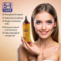 Botanic Hearth caffeine oil bottle highlighting scalp refreshment and balance.