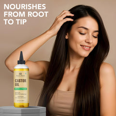 Dropper application of Botanic Hearth castor oil for targeted nourishment