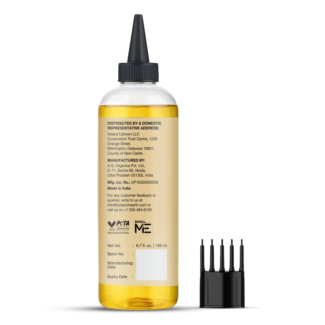 Glass bottle of Botanic Hearth castor oil showing minimalist packaging