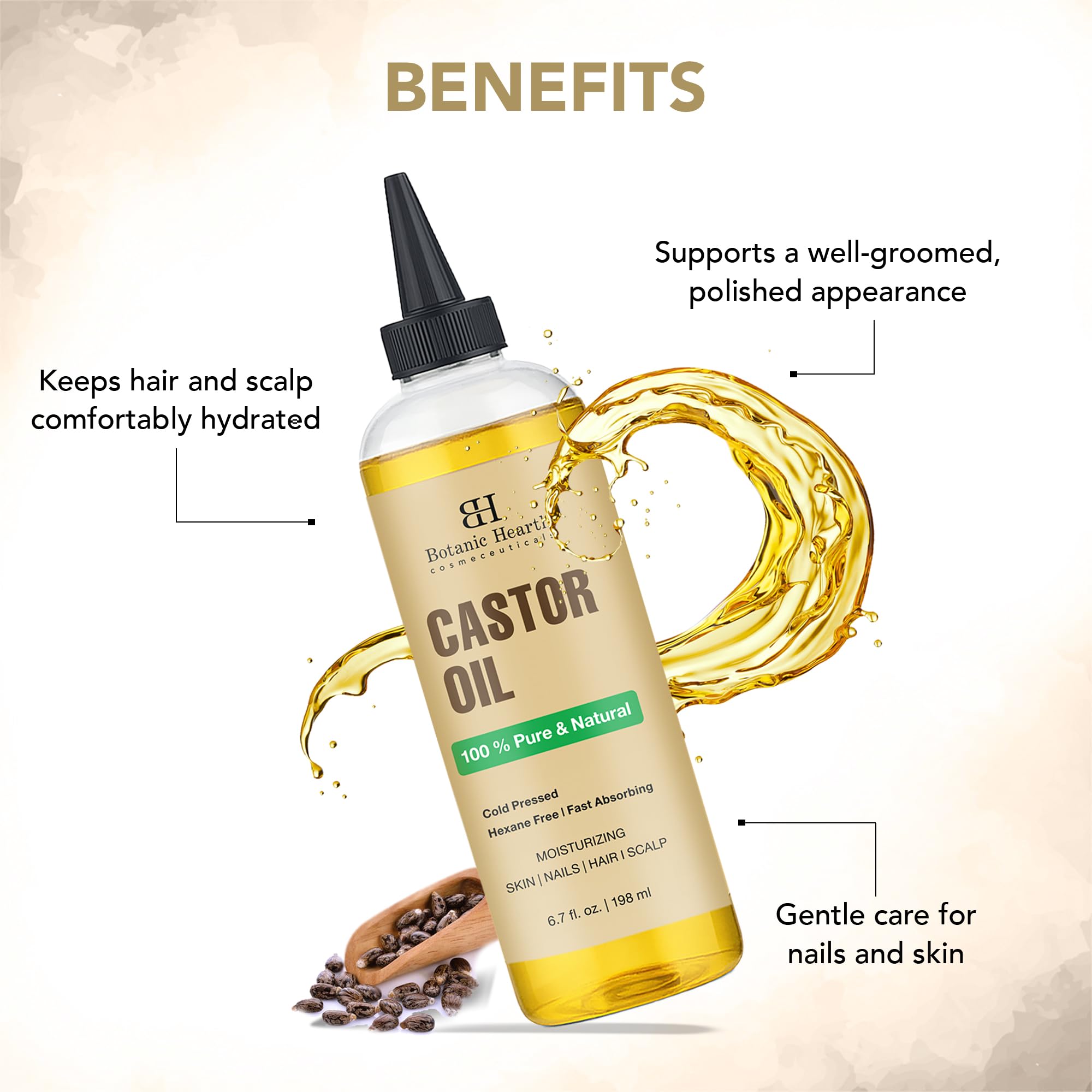 Scalp care with Botanic Hearth castor oil for hydrated roots