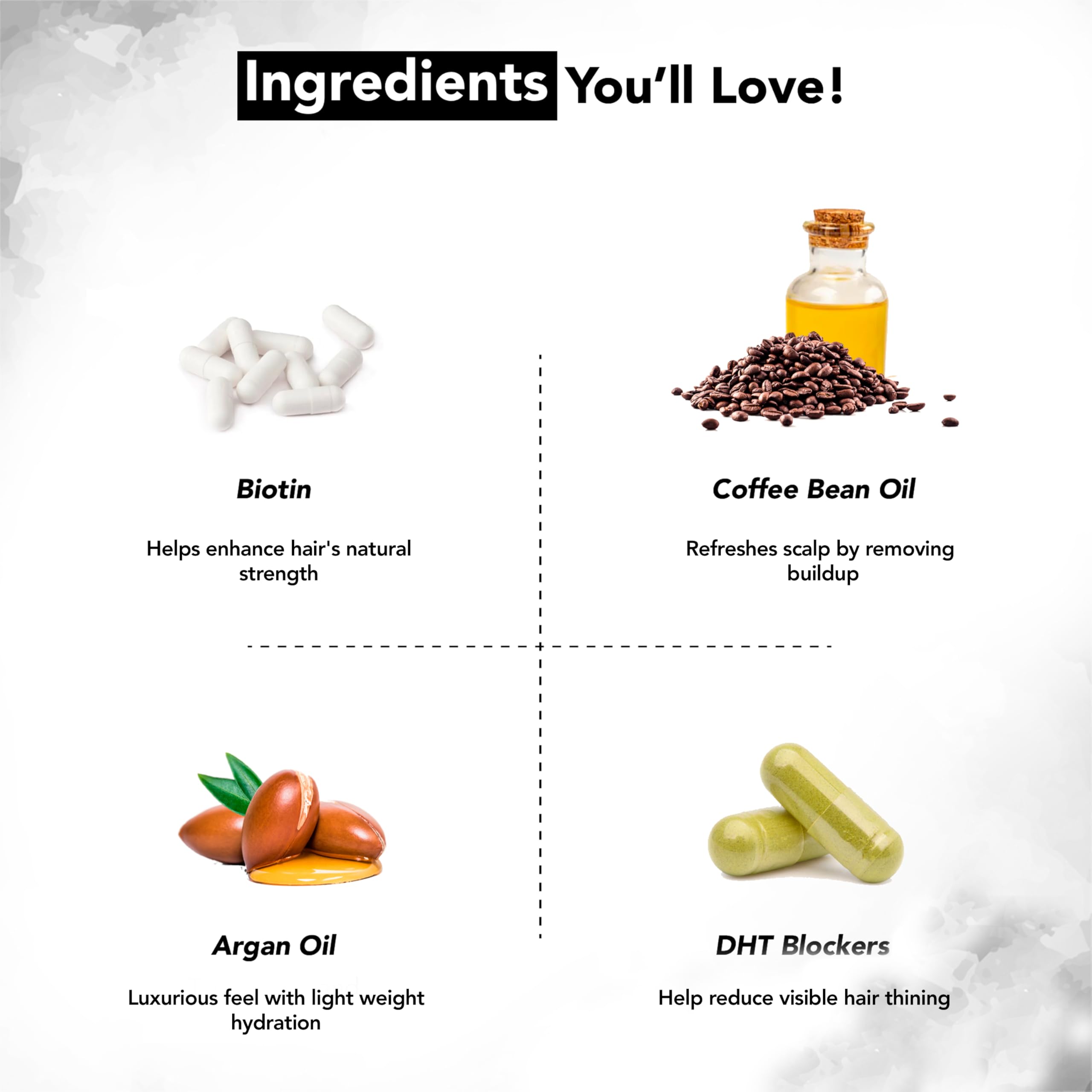 Botanic Hearth Hair Oil with argan and coffee oils for nourishment.