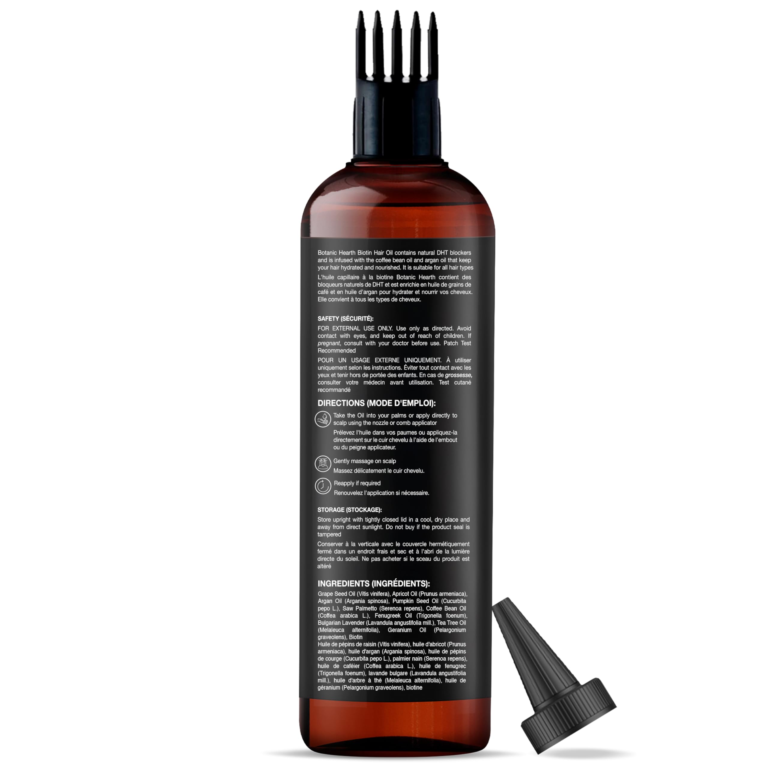 Botanic Hearth Hair Oil packaging on shelf signals premium scalp care.