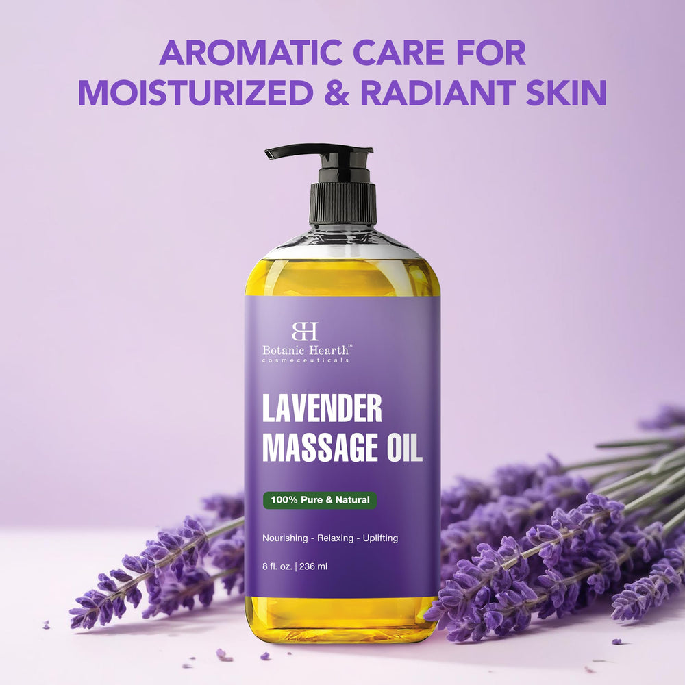 Botanic Hearth Lavender Massage Oil application demonstrates skin absorption.
