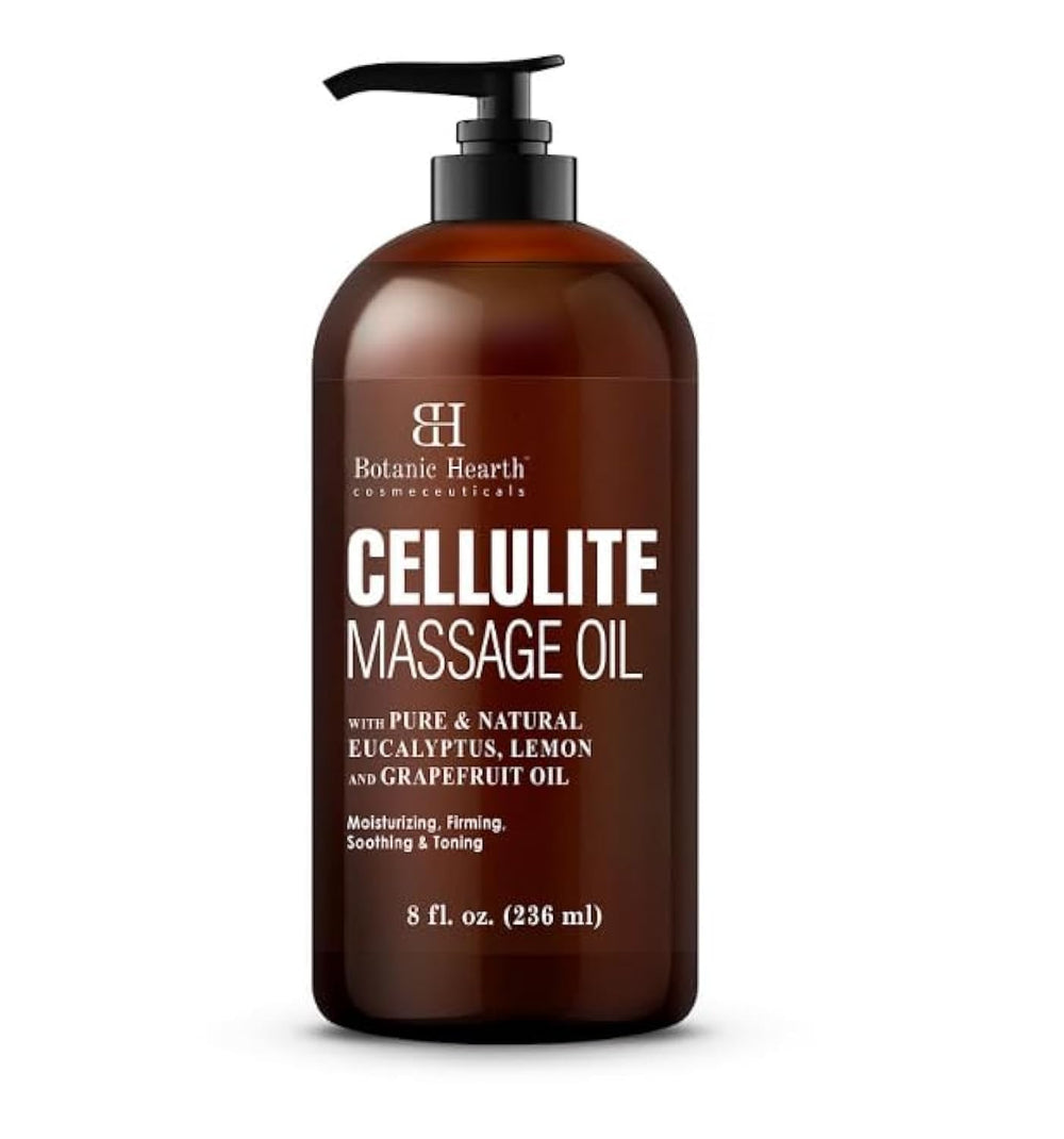 Botanic Hearth Massage Oil bottle pour showing citrus aroma and quick absorption
