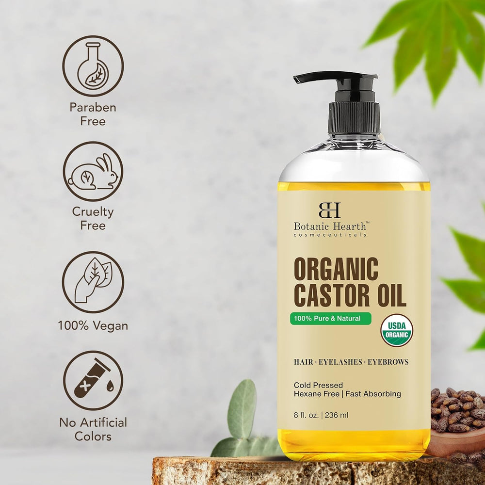 Botanic Hearth Massage Oil close-up shows natural ingredients.