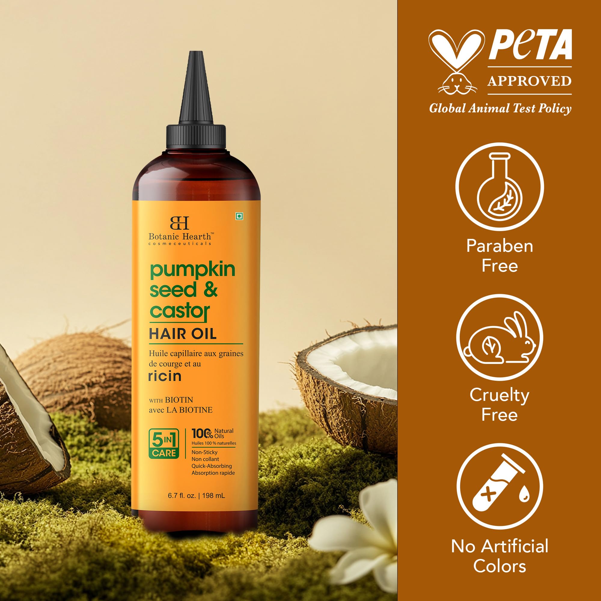 Botanic Hearth organic ingredients label emphasizing clean, hexane-free oils