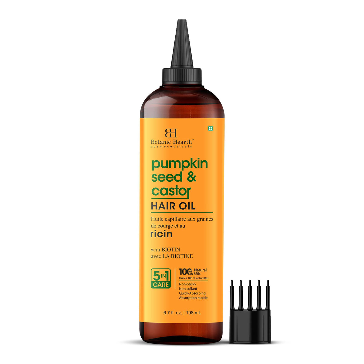 Botanic Hearth pumpkin seed and castor oil bottle for scalp nourishment and hair strength