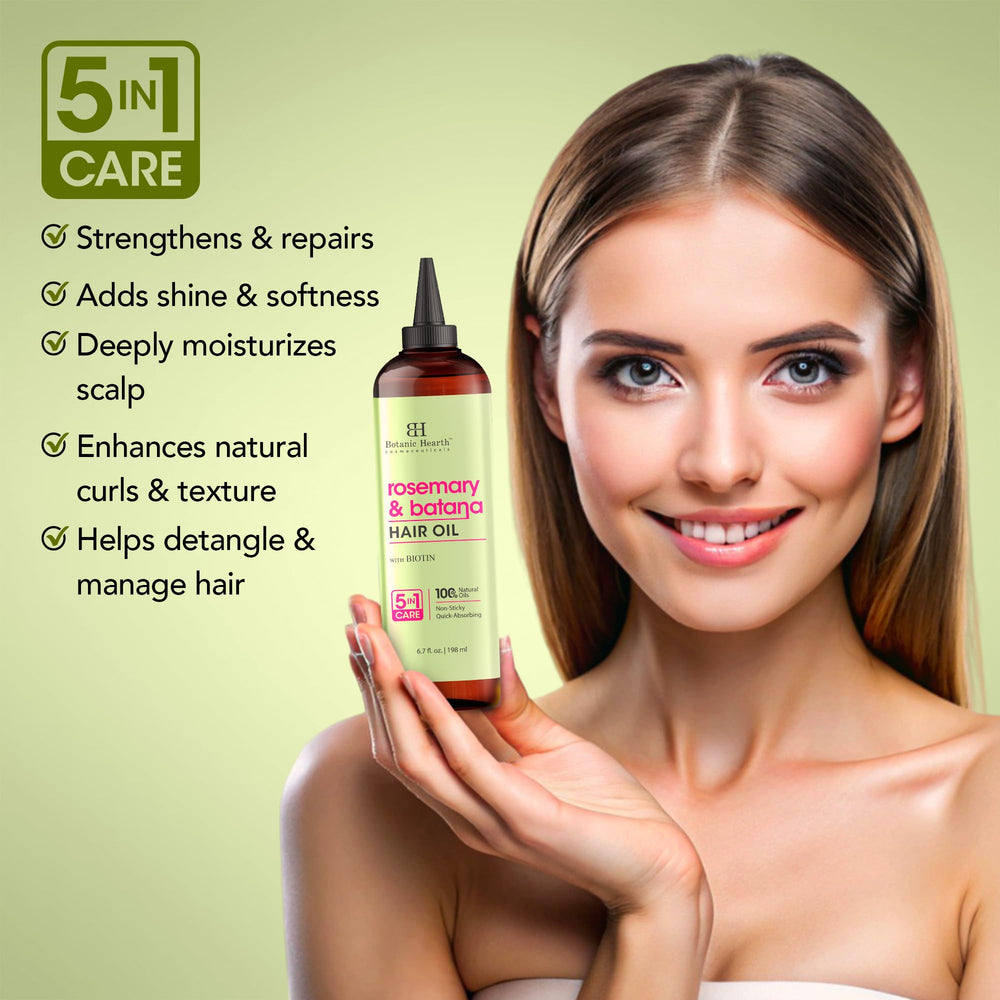 Botanic Hearth Rosemary Batana Hair Oil comb applicator smooths knots and frizz