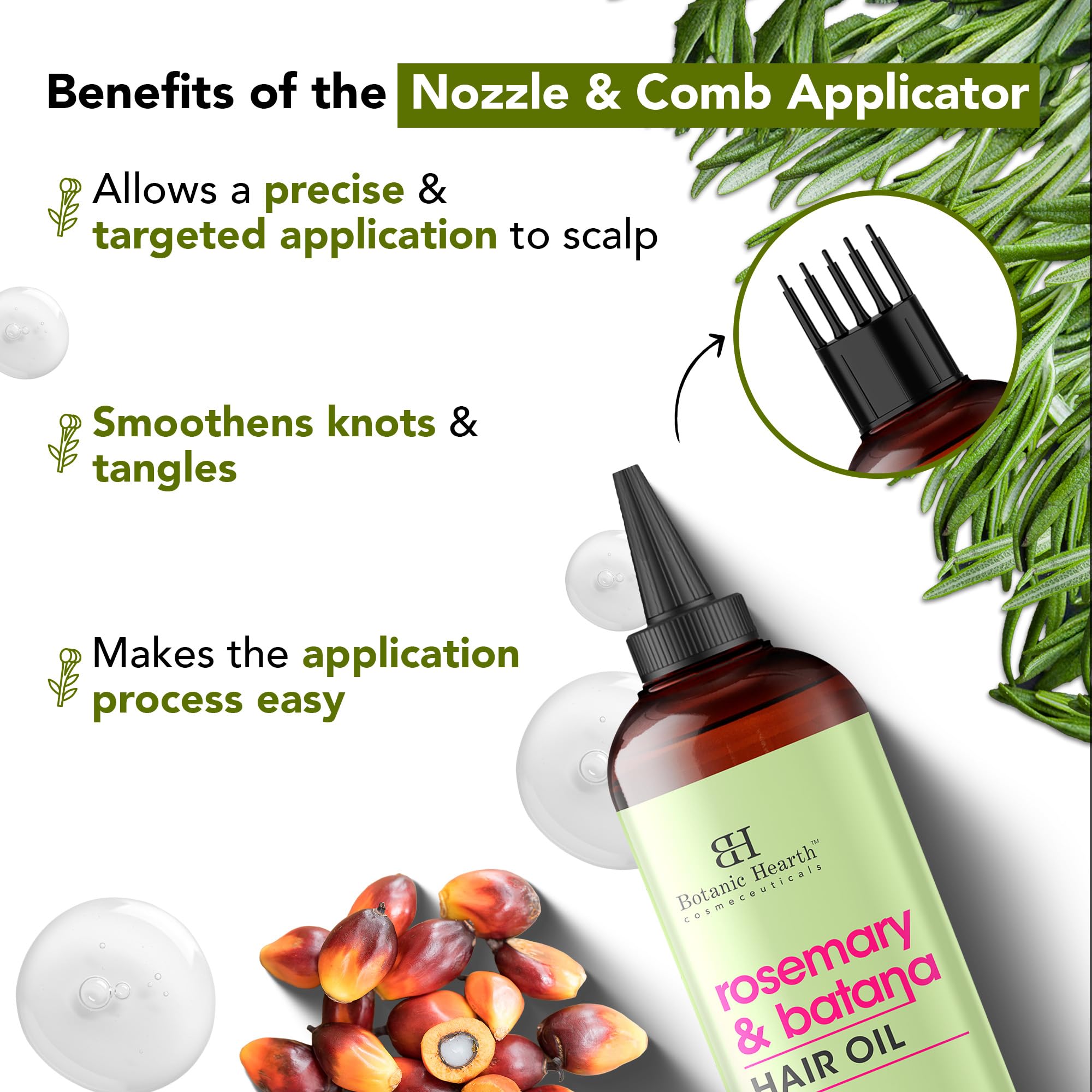 Botanic Hearth Rosemary Batana Hair Oil being massaged into the scalp