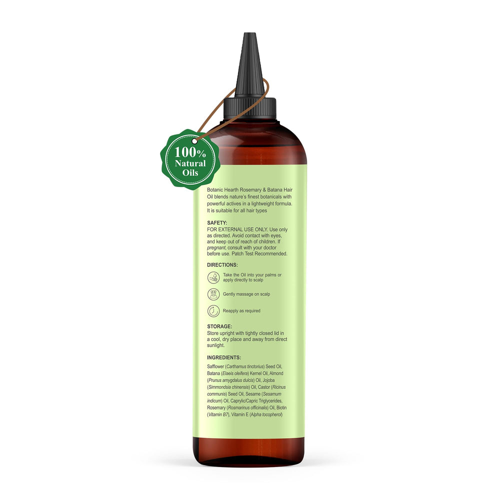 Botanic Hearth ingredients label highlights rosemary and batana oils