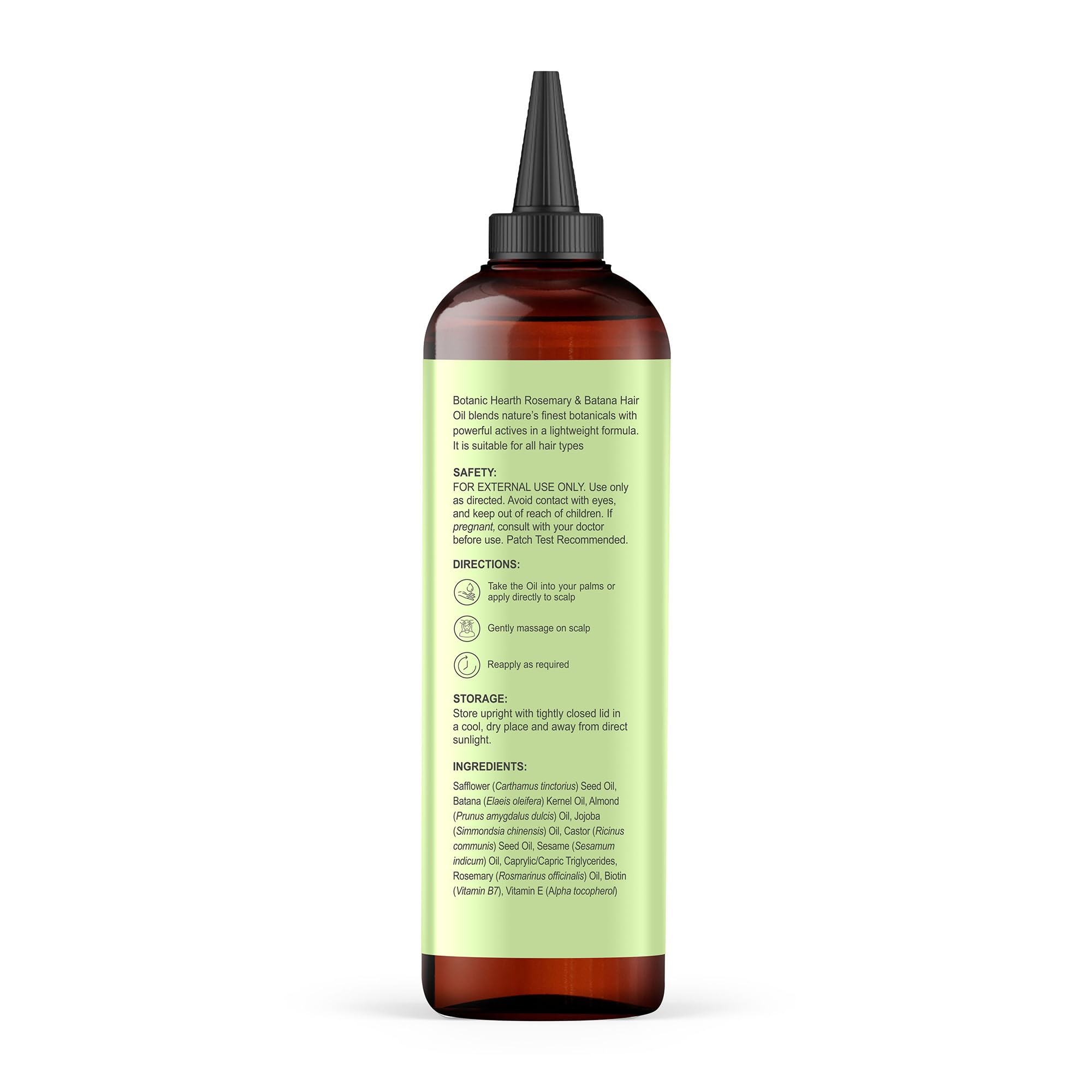Botanic Hearth Rosemary Batana Hair Oil close-up of ingredients and texture