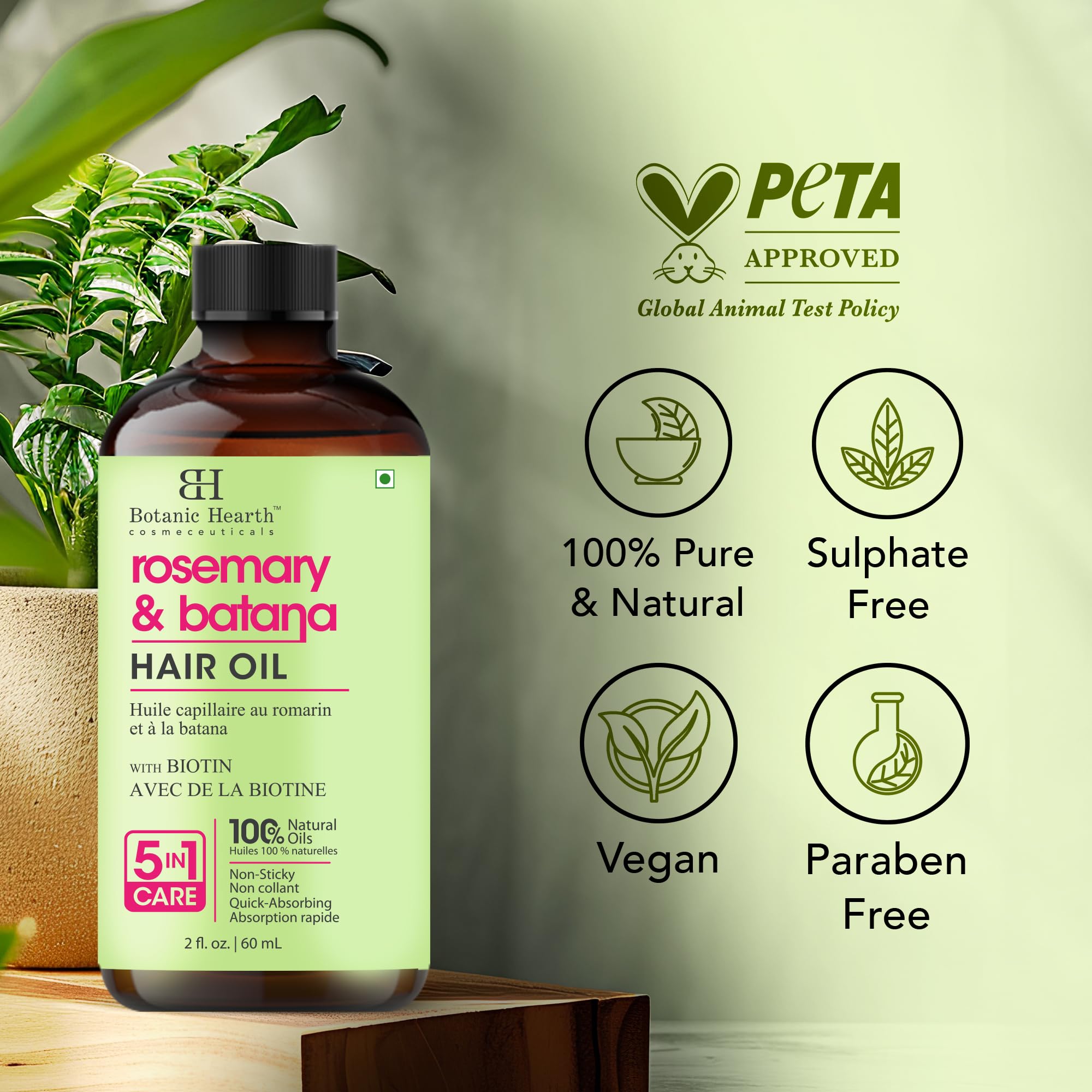 Botanic Hearth Rosemary & Batana Oil comb applicator distributes oil evenly.