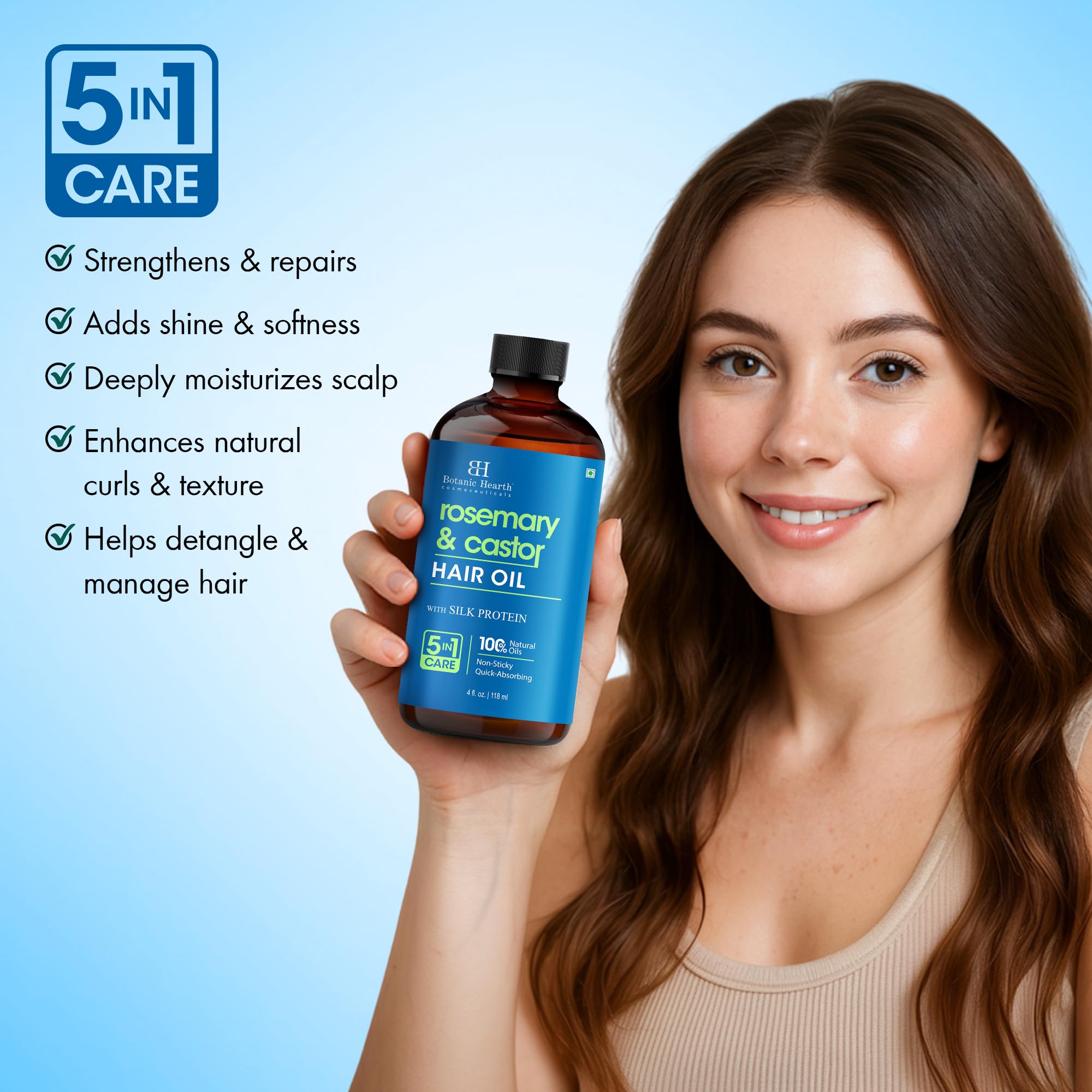 Botanic Hearth oil on scalp for nourishing base hair health.