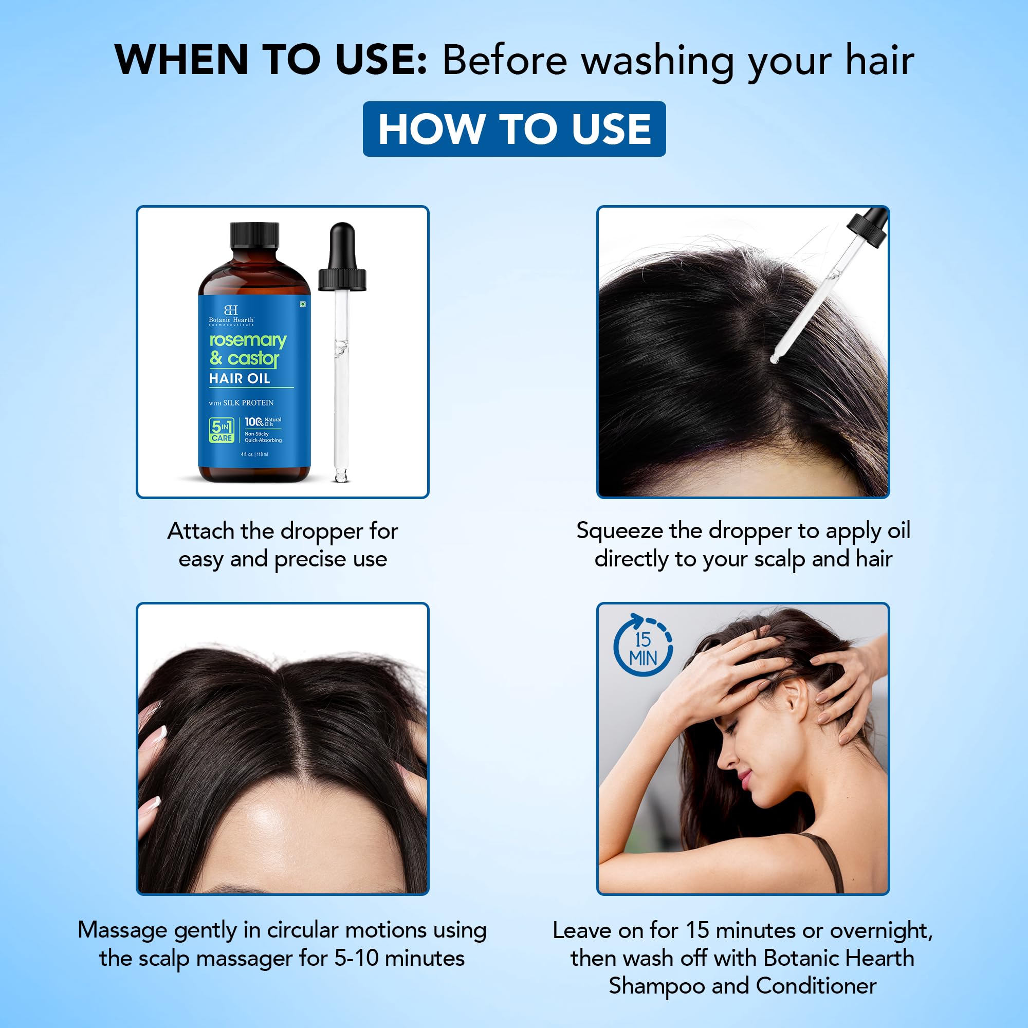Overnight use with Botanic Hearth oil supports calm, nourished scalp.