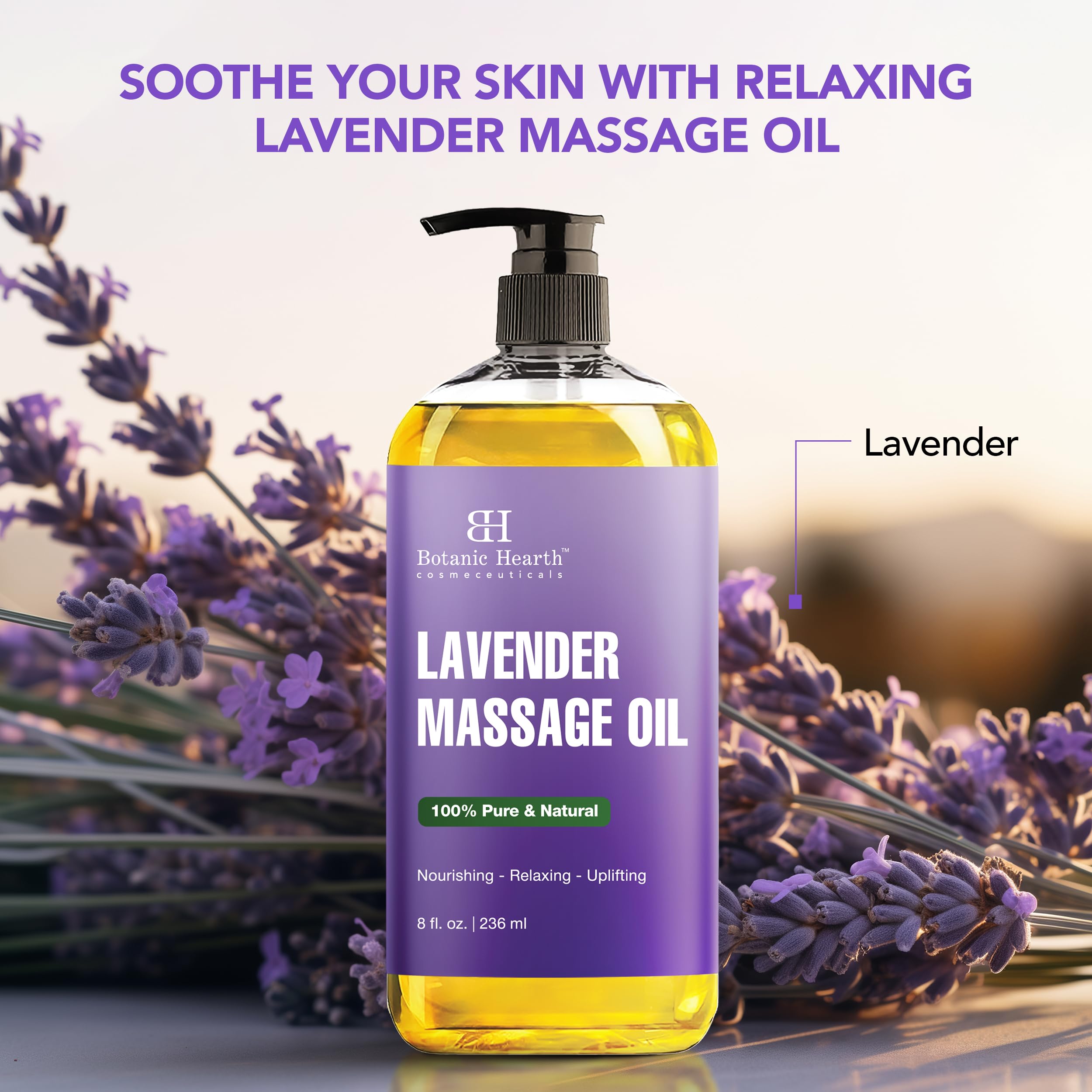 Botanic Hearth Lavender Massage Oil application shows hydrated, softer skin.