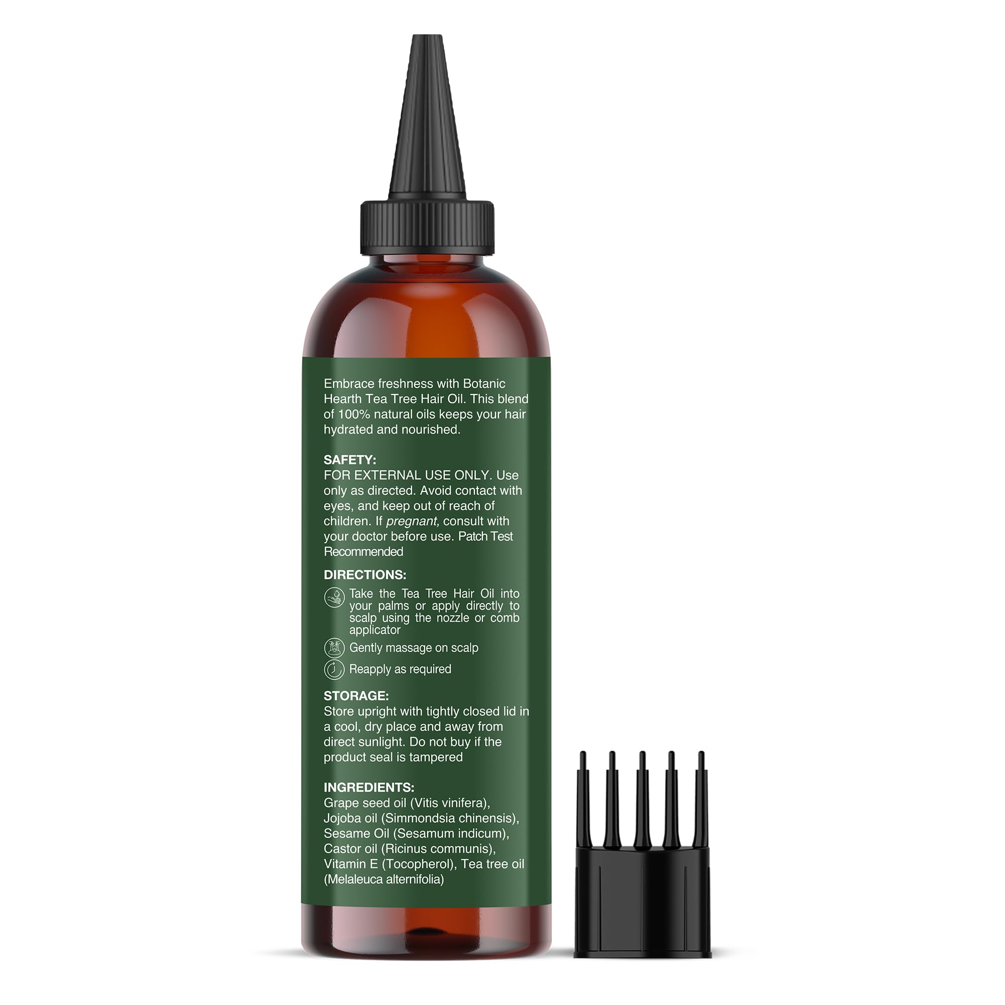 Botanic Hearth Tea Tree Hair Oil used overnight for smoother ends.