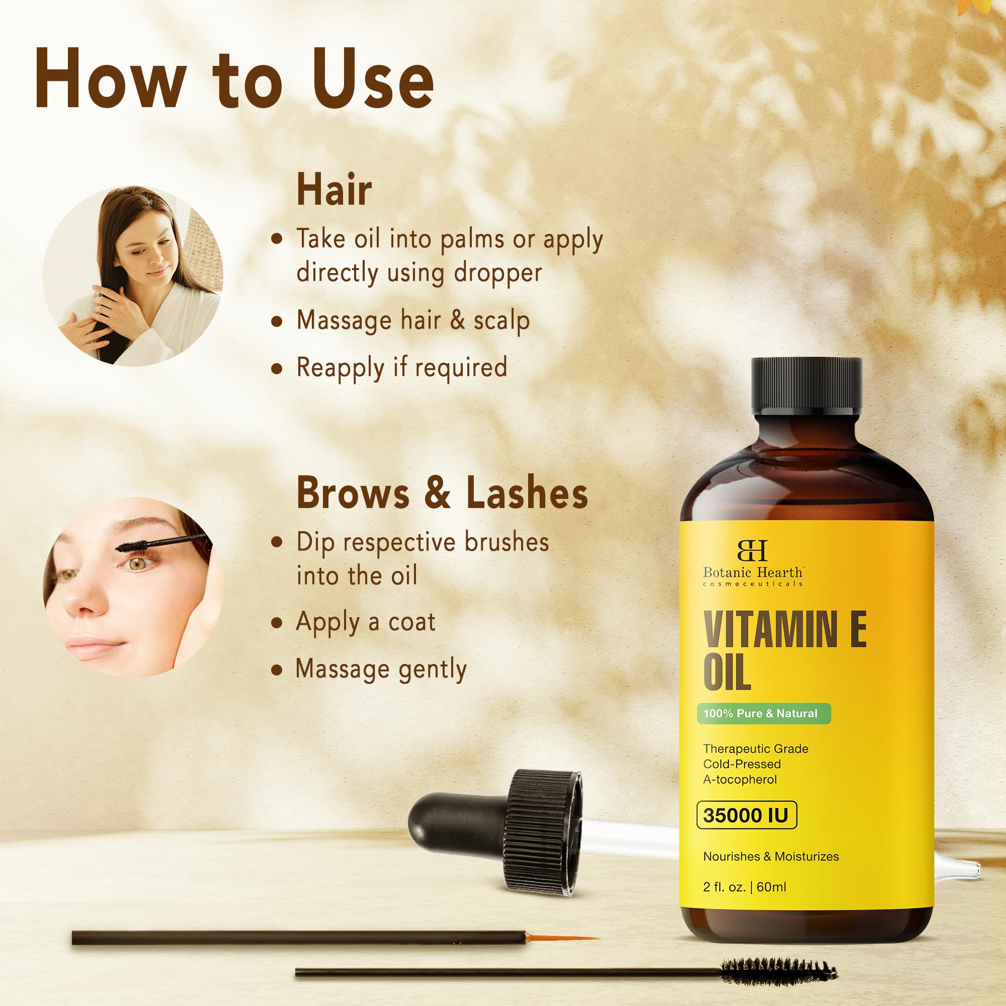Botanic Hearth Vitamin E Oil being applied to face.