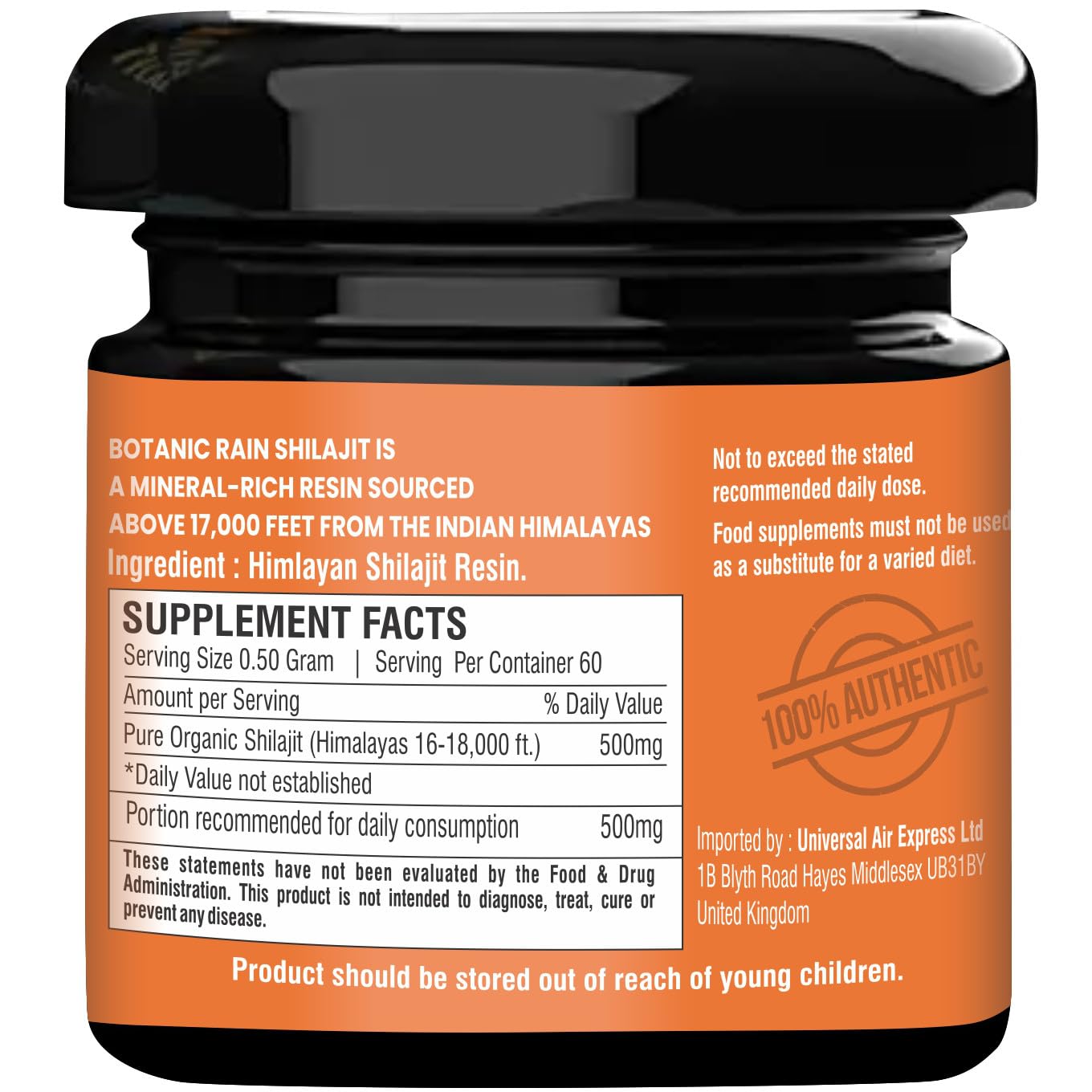Botanic Rain Shilajit Resin ethical sourcing label reinforces sustainable practices