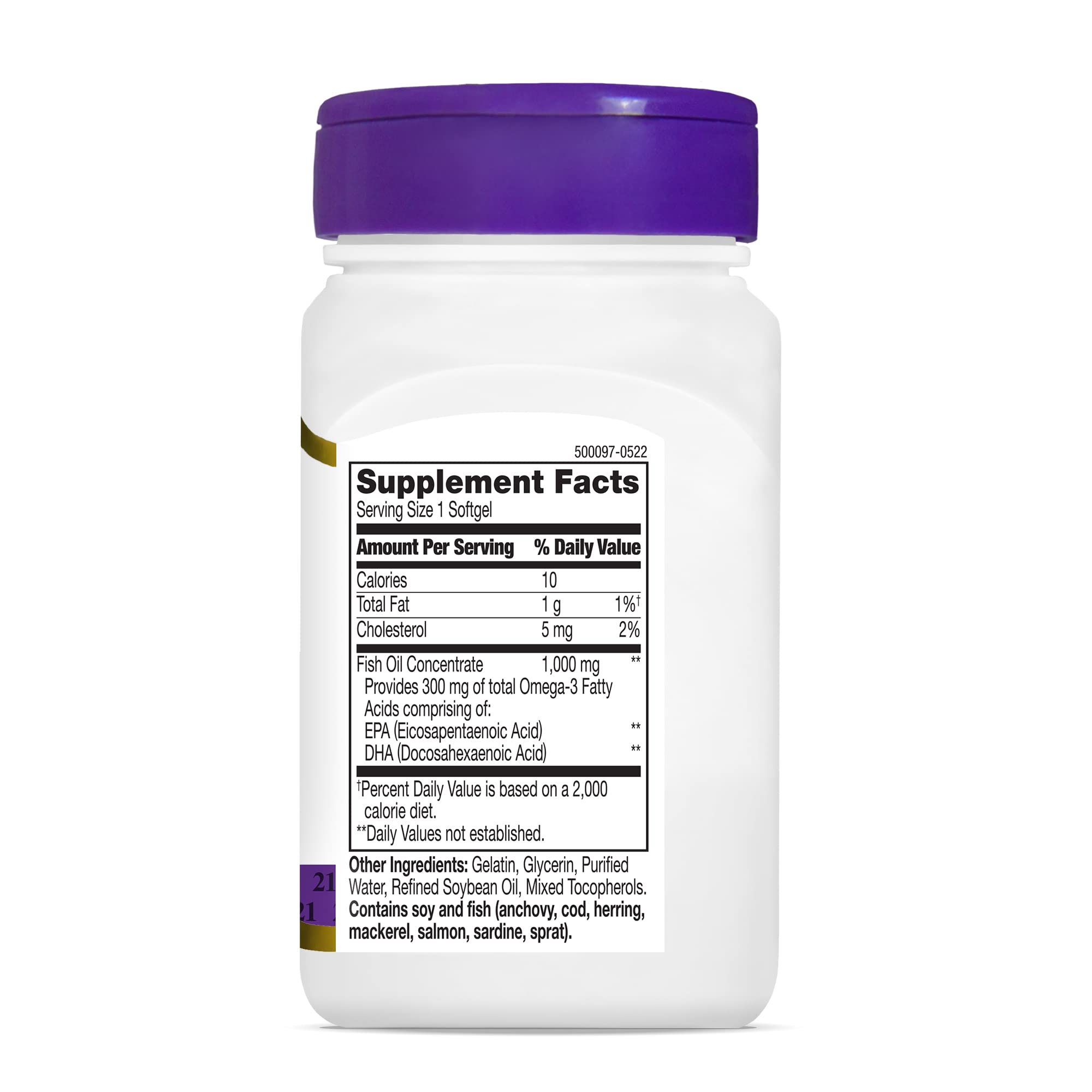 Bottle opened with softgels visible for daily use.