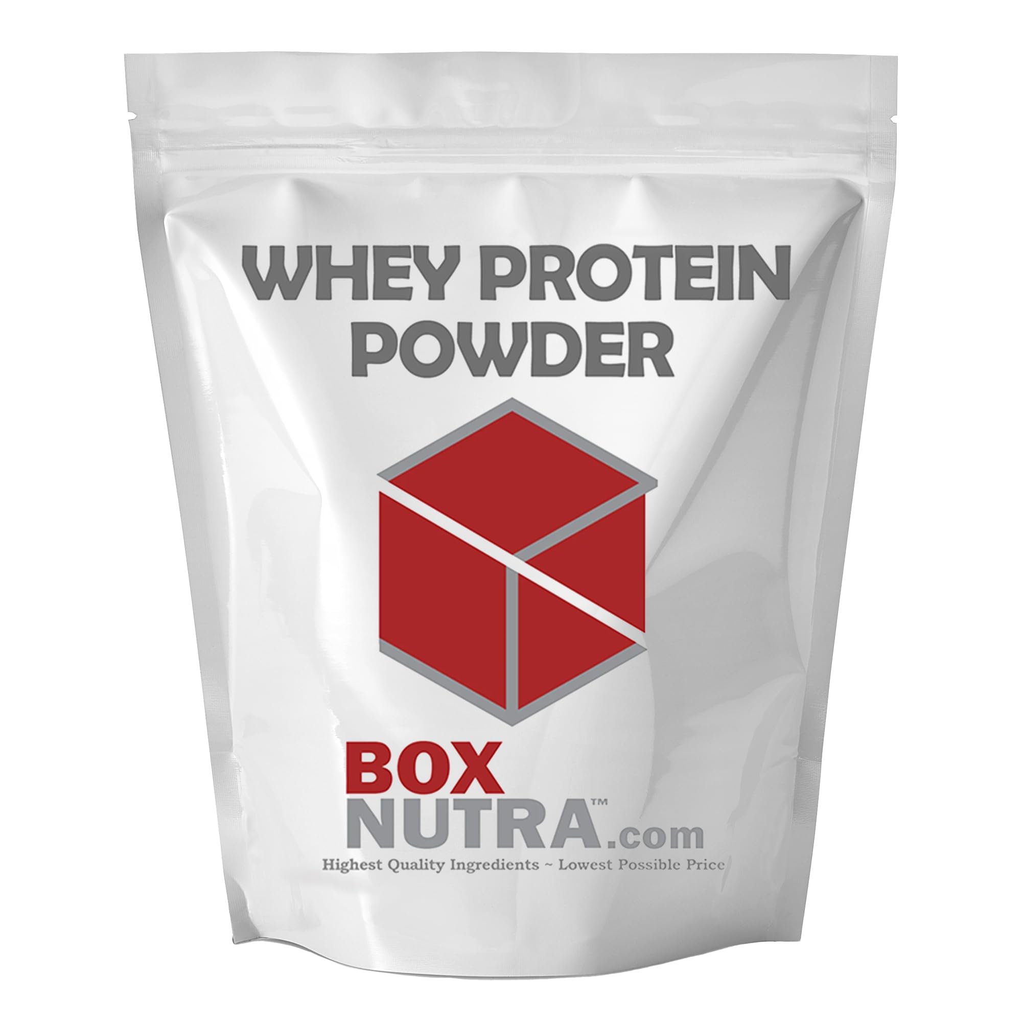BOX NUTRA Whey Protein Isolate powder pouch close-up for post-workout support.