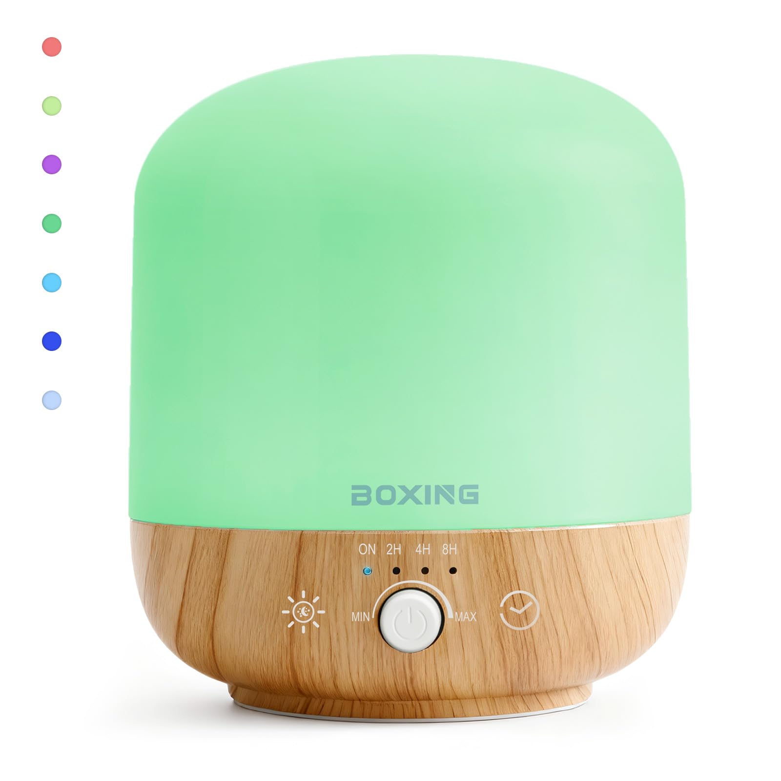 Boxing 300ml essential oil diffuser front view enhances room ambiance with gentle mist.