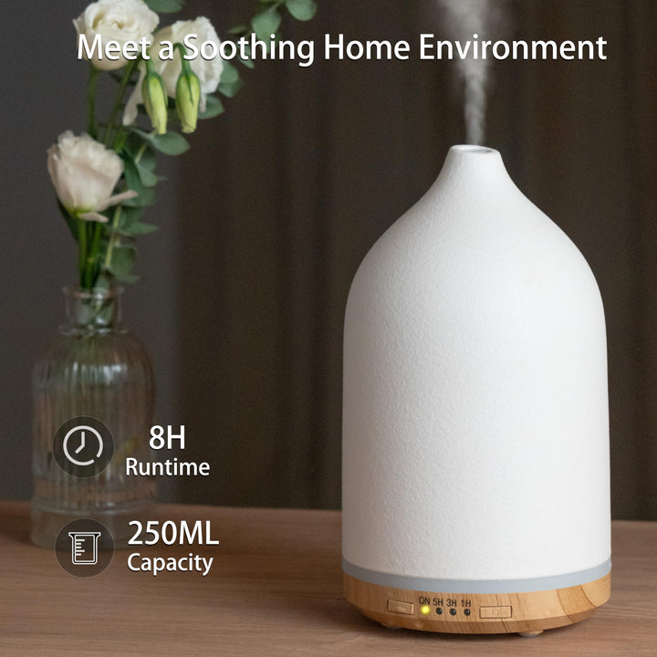 BOXING diffuser with LED night-light showing 7 colors for cozy bedroom ambiance.
