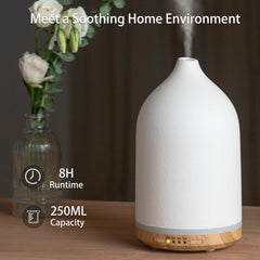BOXING diffuser with LED night-light showing 7 colors for cozy bedroom ambiance.