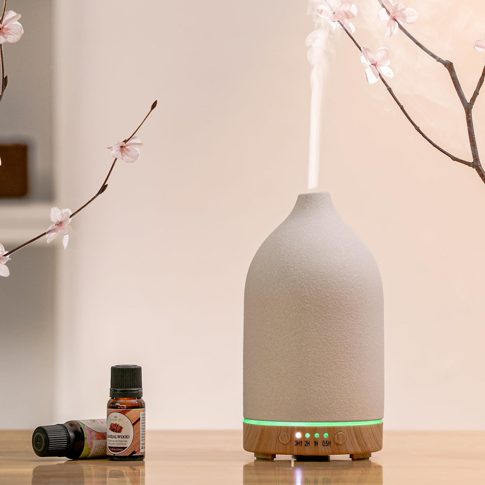 Boxing diffuser side view highlighting compact ceramic body for home décor