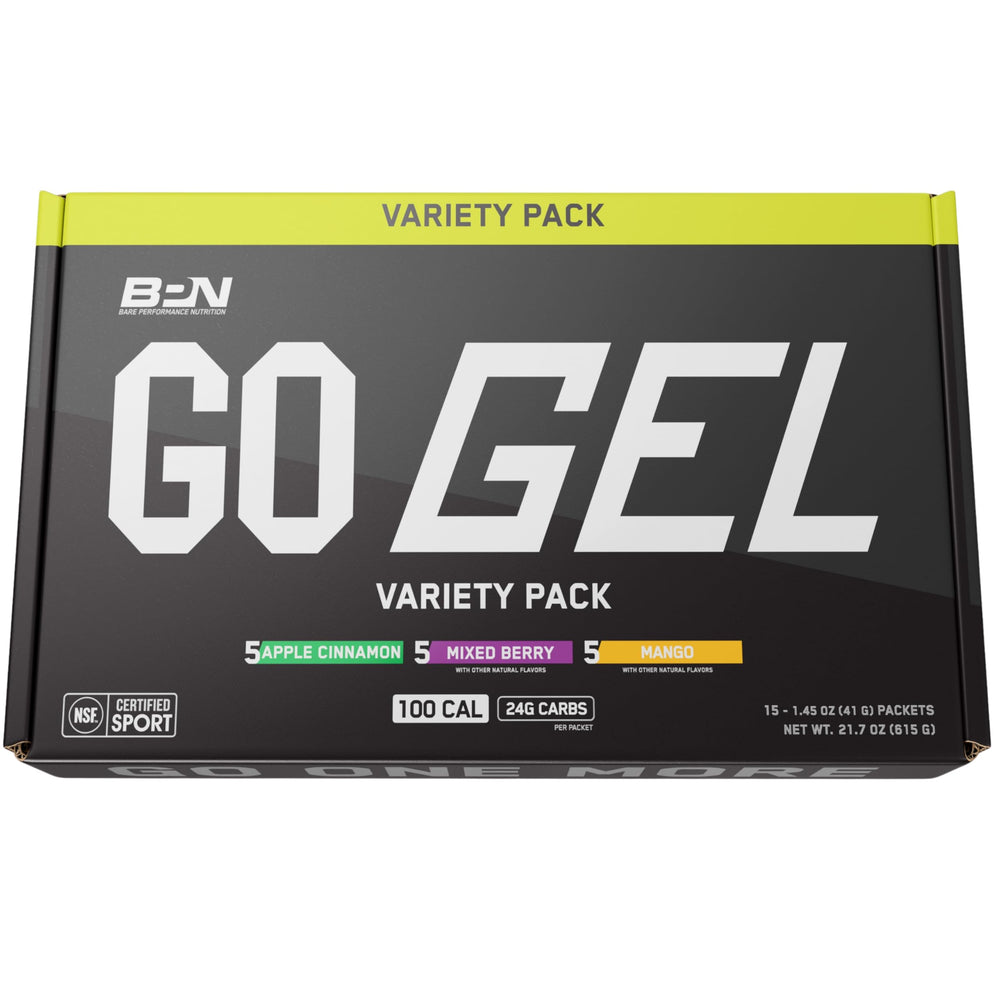 BARE PERFORMANCE NUTRITION Go Gel Endurance vegan gluten-free label signals dietary inclusivity.