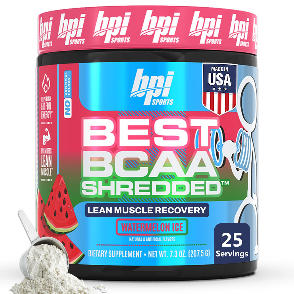BPI Sports Best BCAA Shredded Watermelon Ice bottle pour supports recovery and lean gains