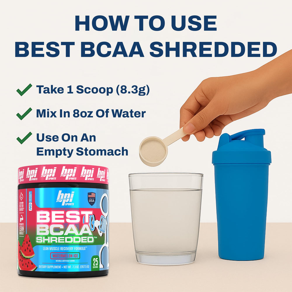 BPI Sports Best BCAA Shredded Watermelon Ice fitness scene suggests endurance