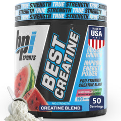 BPI Sports Best Creatine Watermelon Cooler tub showing flavor and powder texture for lean gains