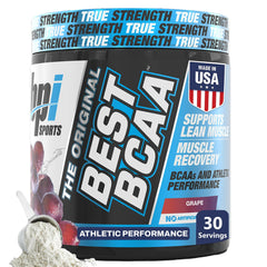 BPI Sports Best BCAA powder tub closeup for muscle recovery support.