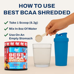 BPI Sports Best BCAA Shredded label communicates ingredients for lean muscle support and fat metabolism