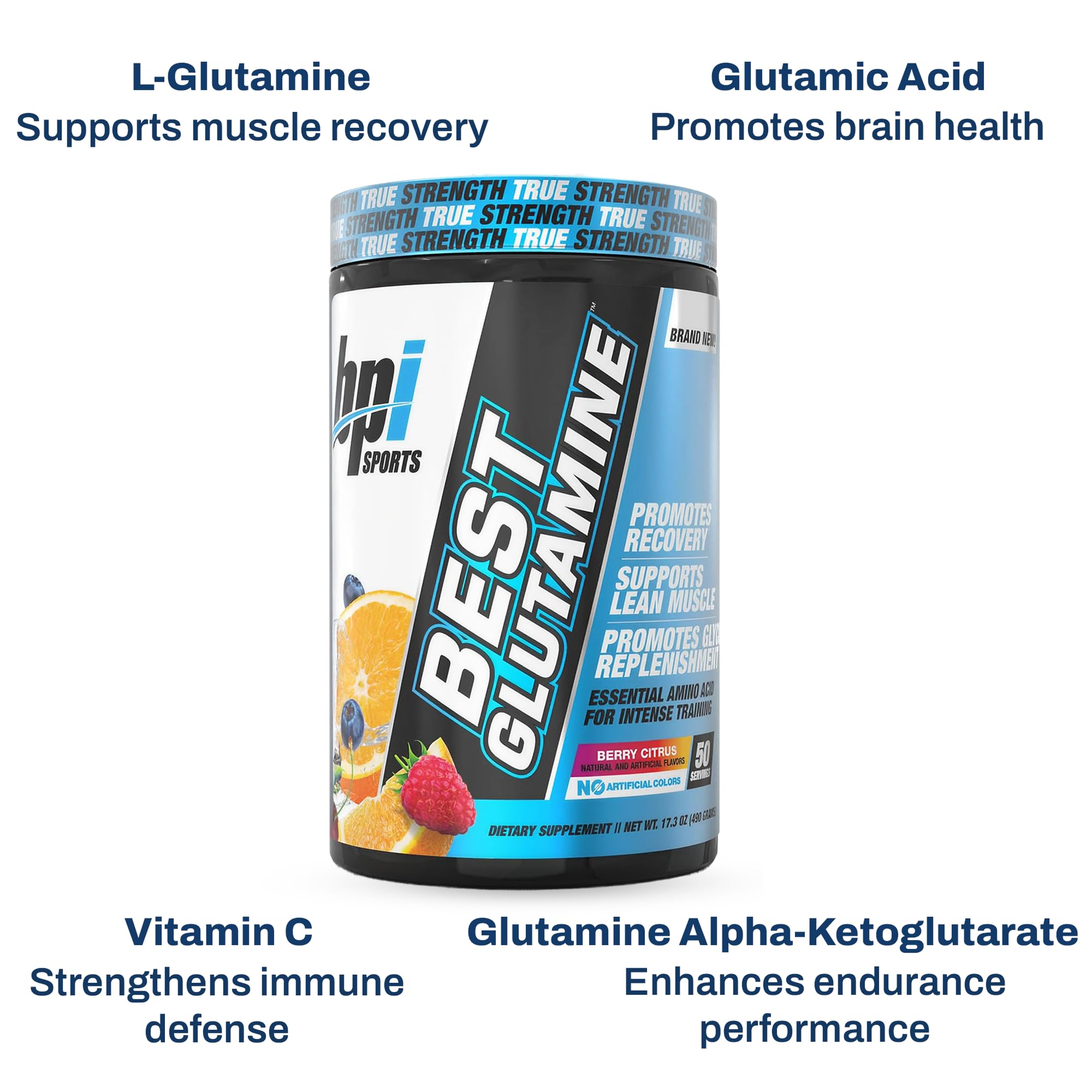 BPI Sports Best Glutamine bottle on shelf for easy purchase and ongoing recovery.