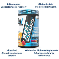 BPI Sports Best Glutamine bottle on shelf for easy purchase and ongoing recovery.