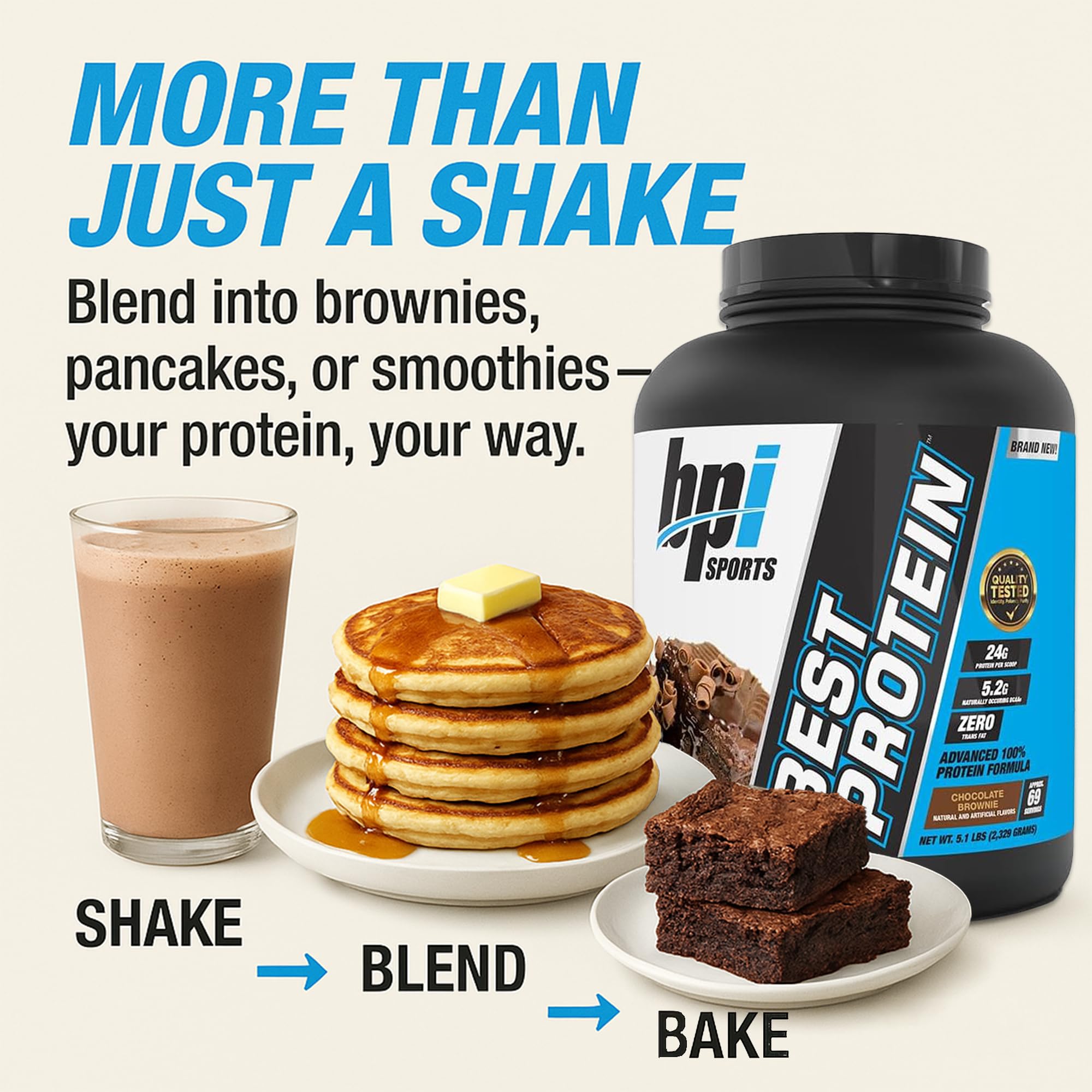 BPI Sports Best Protein mixed shake glass conveys creamy texture and satisfying taste.