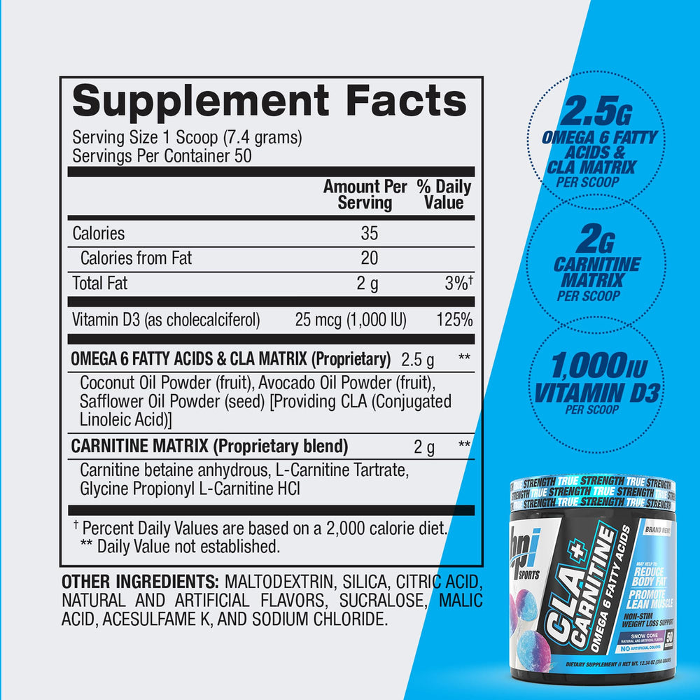 BPI Sports CLA Carnitine powder texture close-up